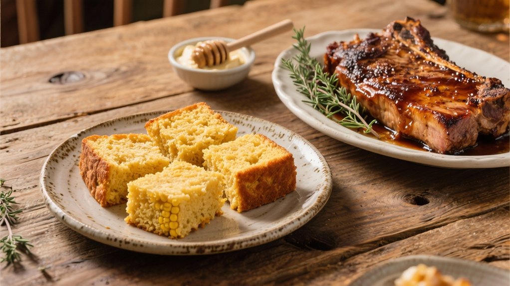 golden cornbread complements pork