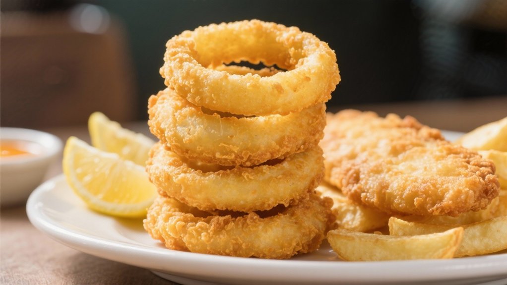 golden crunchy onion rings