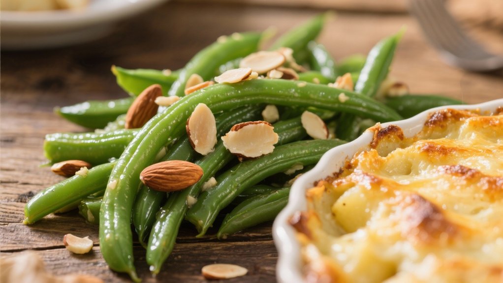 green beans with toasted almonds