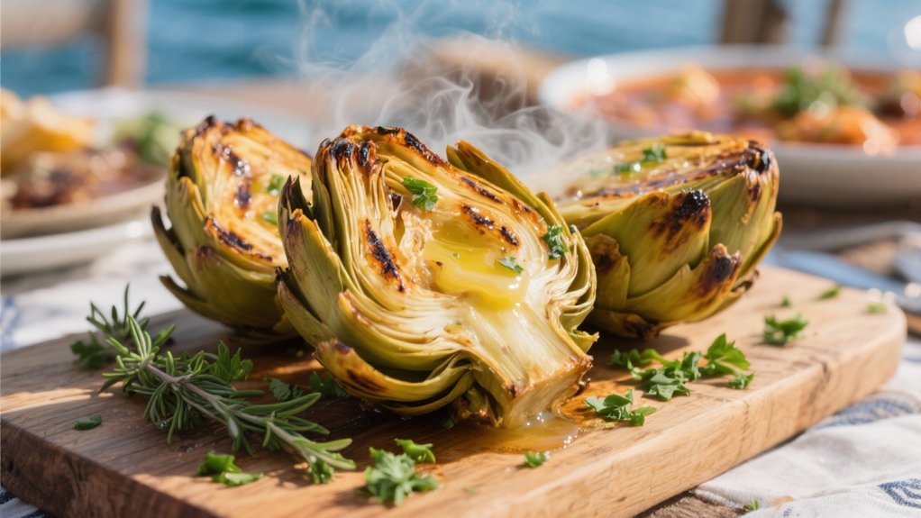 grilled artichokes with herb butter