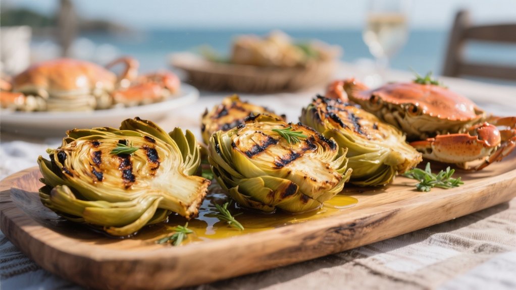 grilled artichokes with seafood