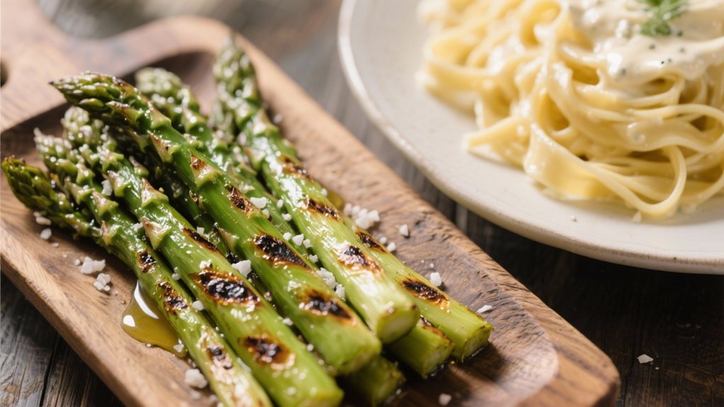 grilled asparagus complements alfredo