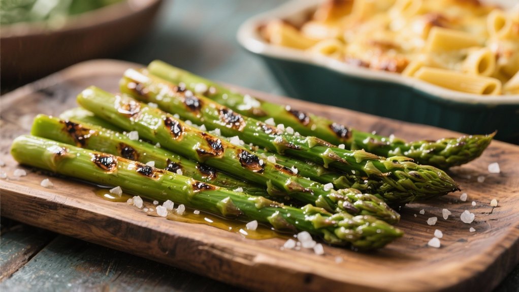 grilled asparagus complements baked ziti