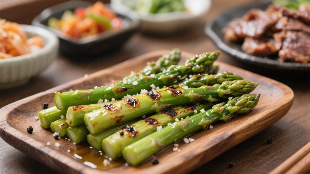grilled asparagus complements bulgogi