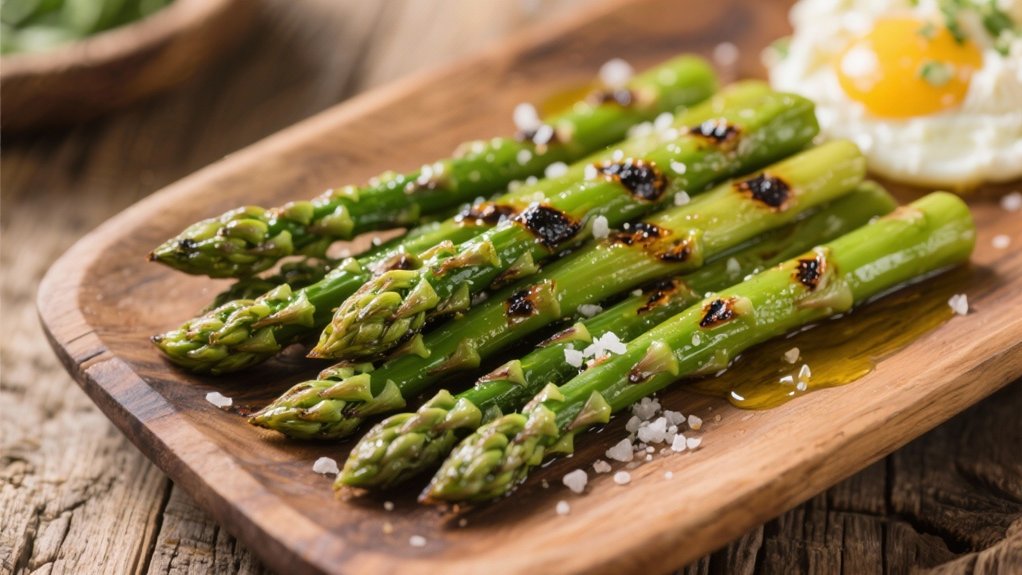 grilled asparagus complements egg salad