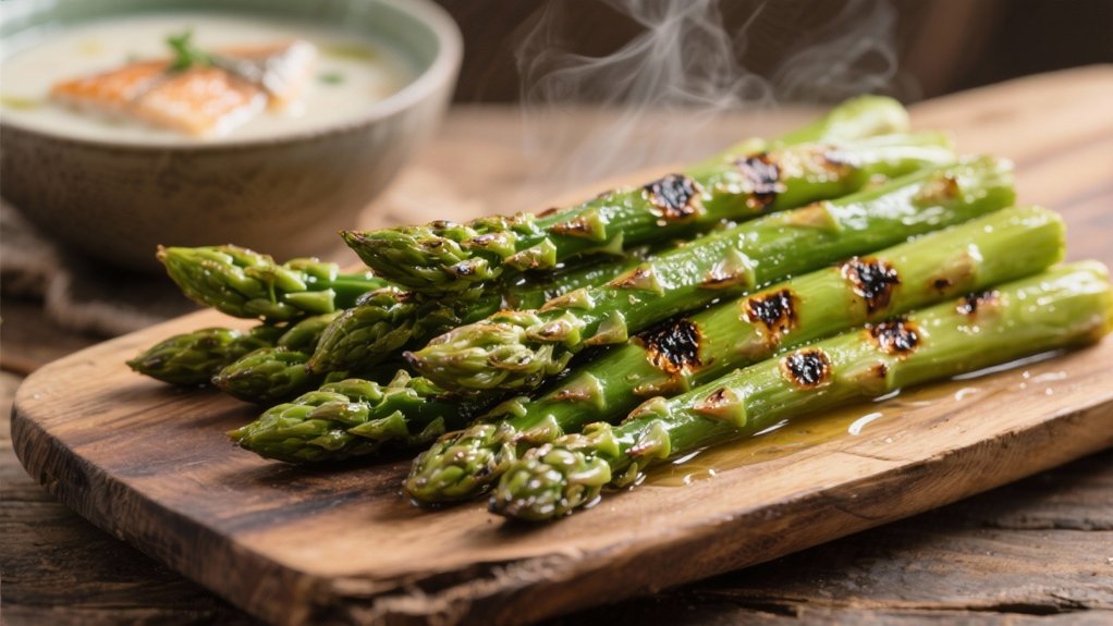 grilled asparagus enhances chowder
