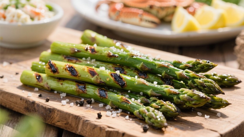 grilled asparagus enhances crab salad