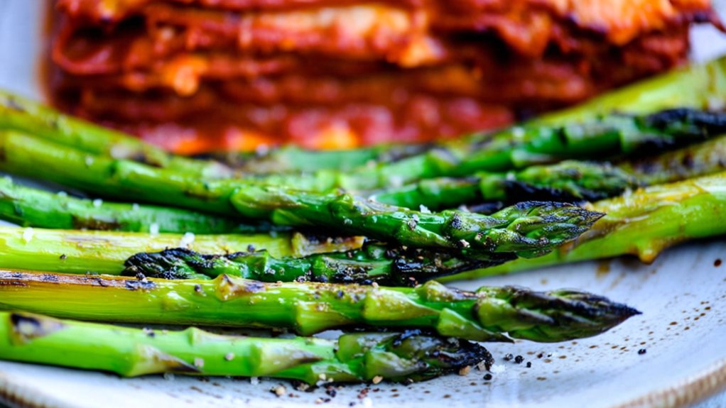 grilled asparagus enhances lasagna