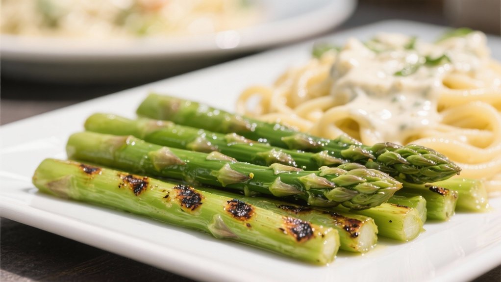 grilled asparagus enhances pasta