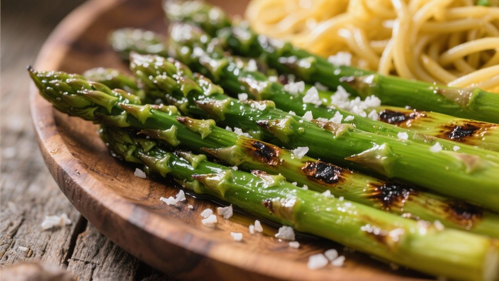 grilled asparagus with buttered noodles