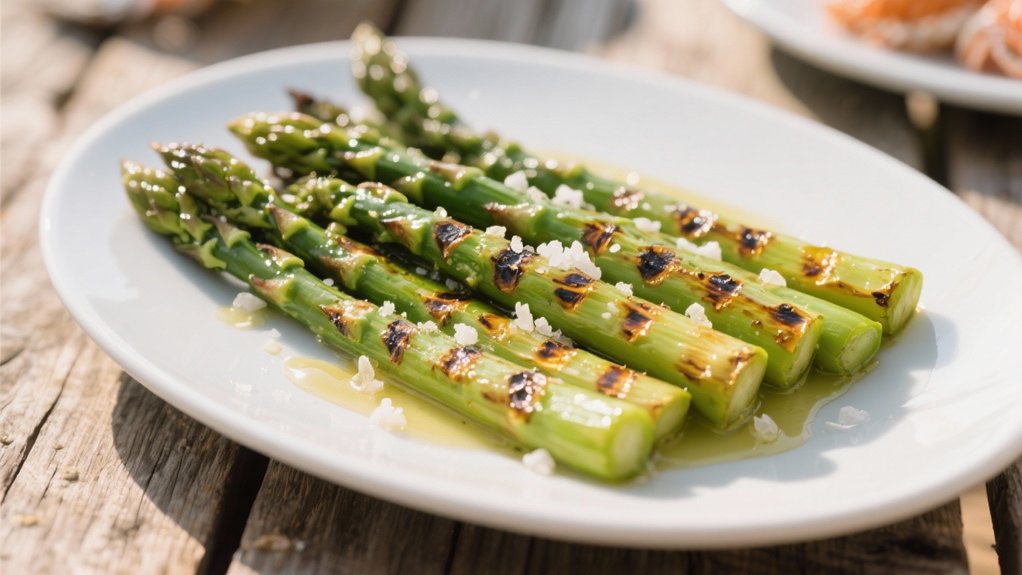 grilled asparagus with clams
