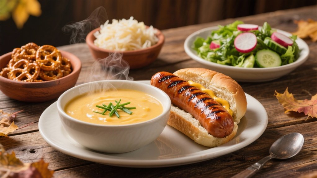 grilled bratwurst with beer cheese