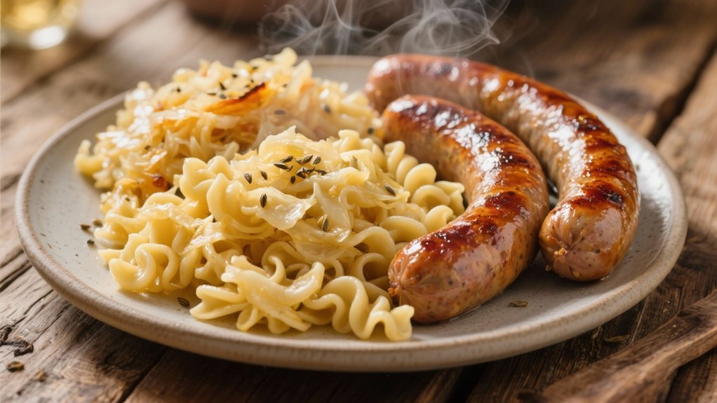 grilled bratwurst with sauerkraut