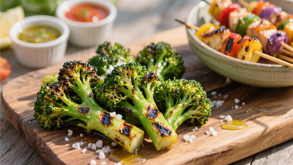 grilled broccolini with seasoning
