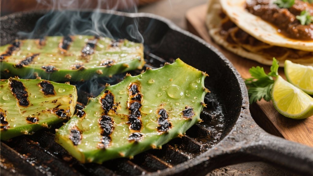 grilled cactus paddles enhance tacos