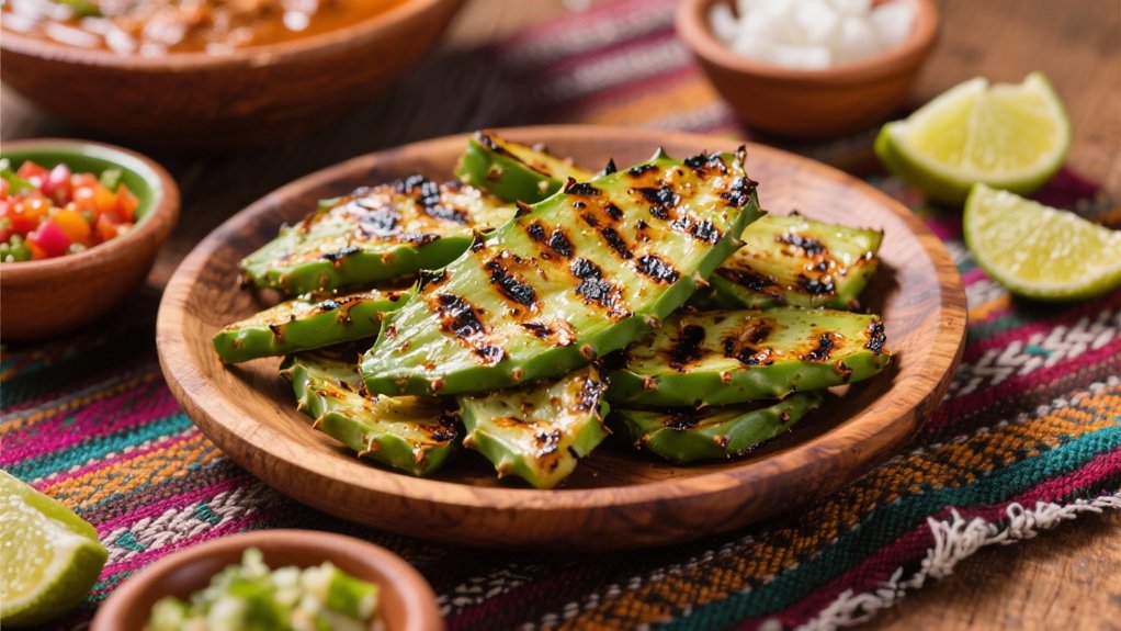 grilled cactus paddles side