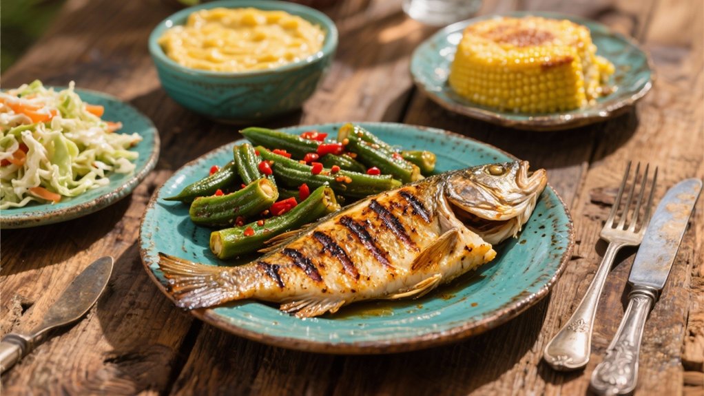 grilled catfish and okra