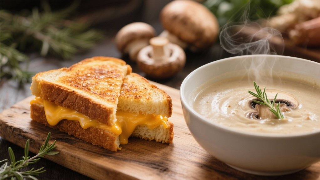 grilled cheese and mushroom soup