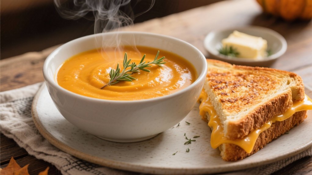grilled cheese and pumpkin soup