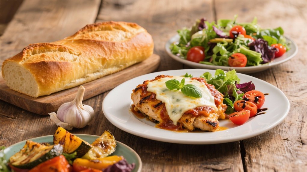 grilled chicken complements garlic bread