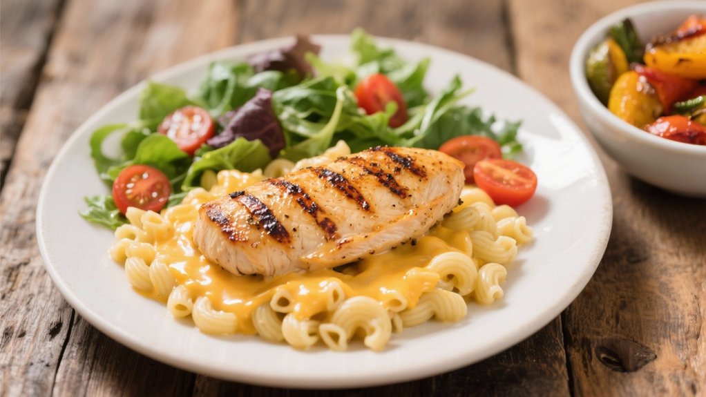 grilled chicken complements macaroni