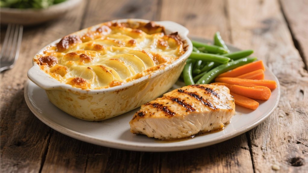 grilled chicken complements scalloped potatoes