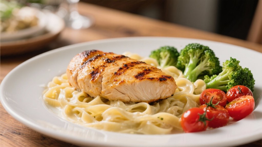 grilled chicken enhances fettuccine