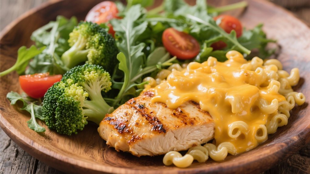 grilled chicken enhances mac and cheese