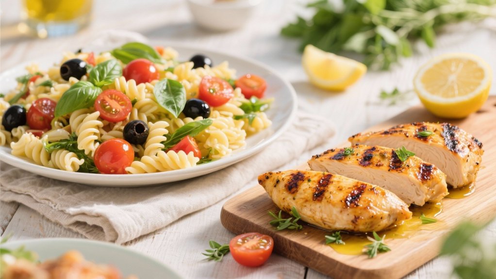 grilled chicken enhances pasta salad