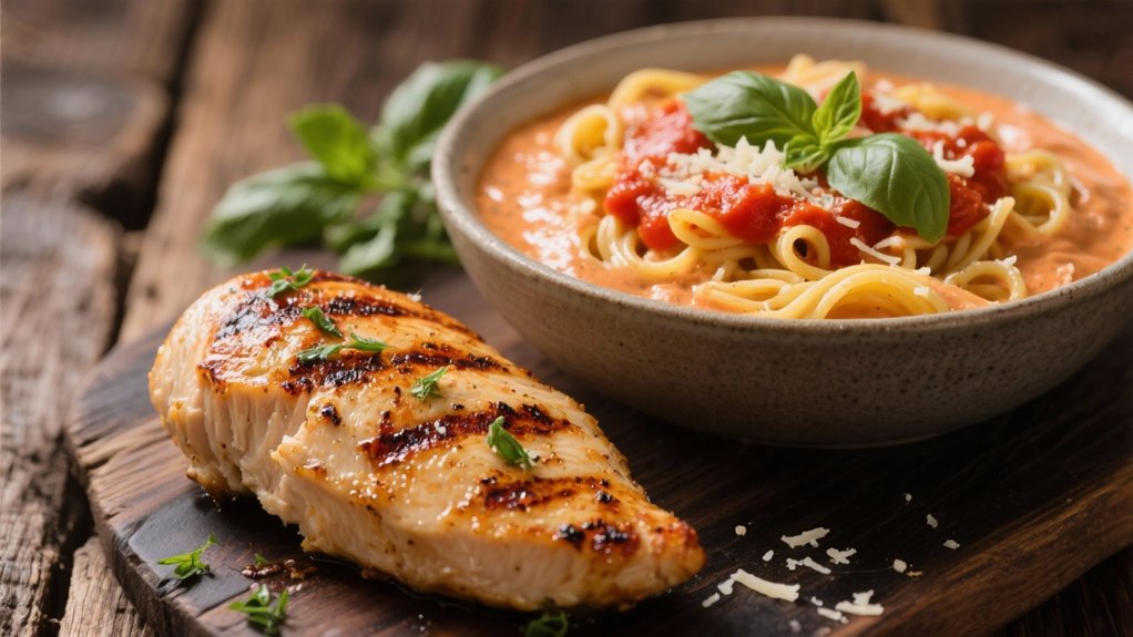grilled chicken enhances vodka sauce