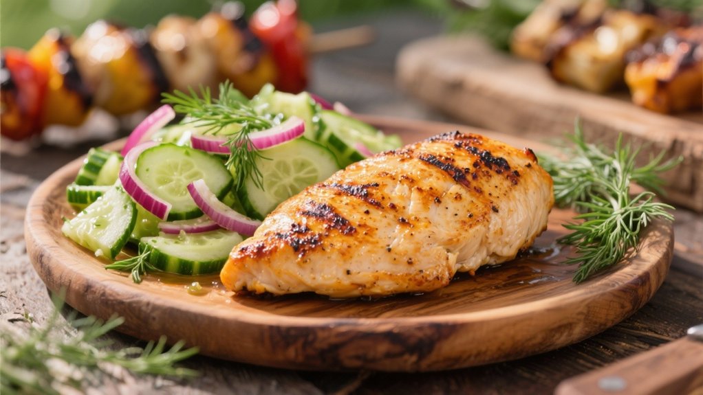 grilled chicken with cucumber salad