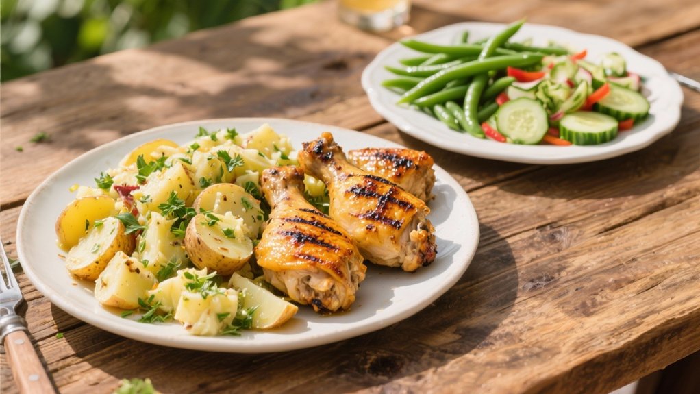 grilled chicken with potato salad
