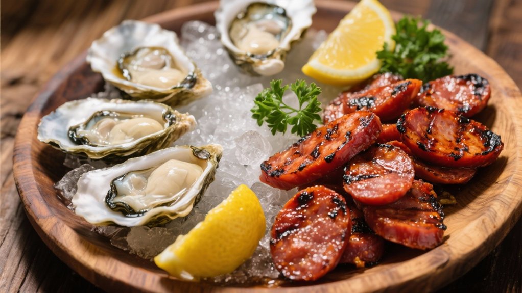 grilled chorizo enhances oysters