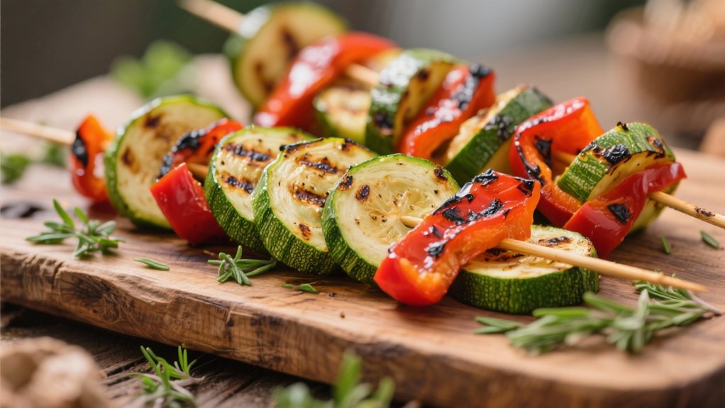 grilled colorful vegetable kebabs