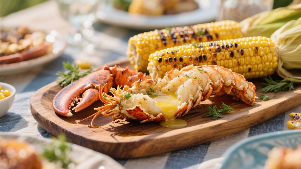 grilled corn complements lobster