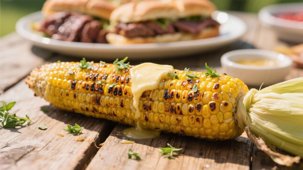 grilled corn complements sandwiches