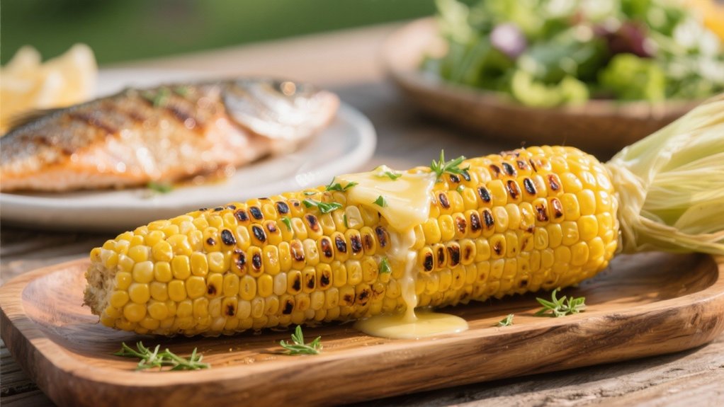 grilled corn complements walleye