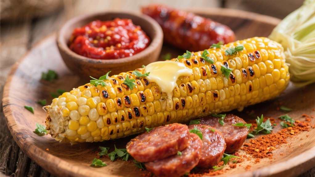 grilled corn enhances boudin
