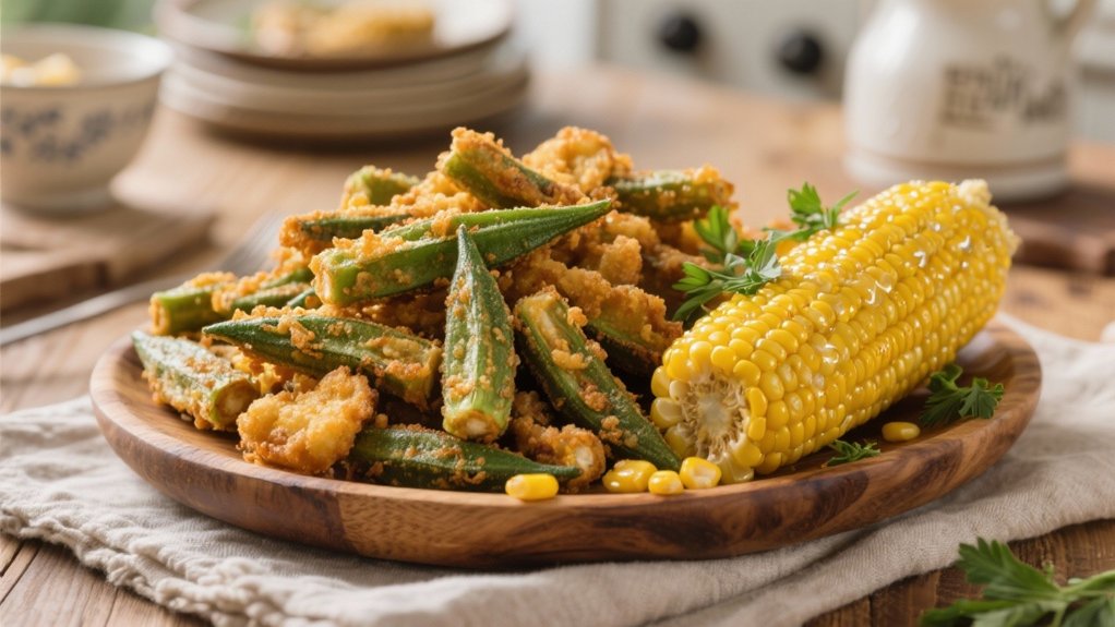 grilled corn enhances fried okra