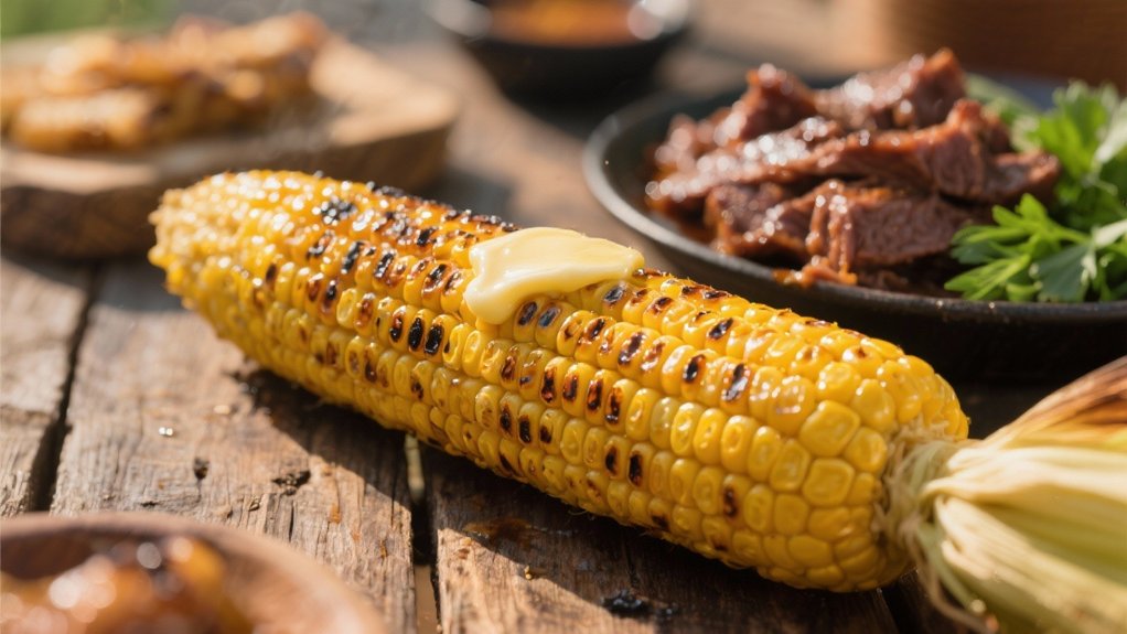 grilled corn enhances savory meat