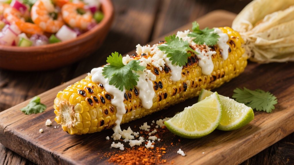 grilled corn with flavorful toppings