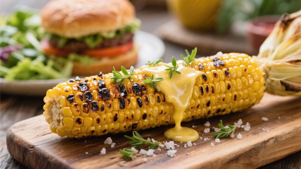 grilled corn with toppings