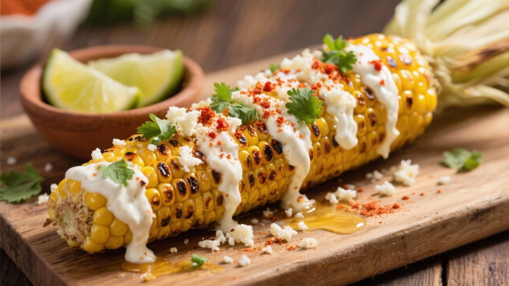 grilled corn with toppings