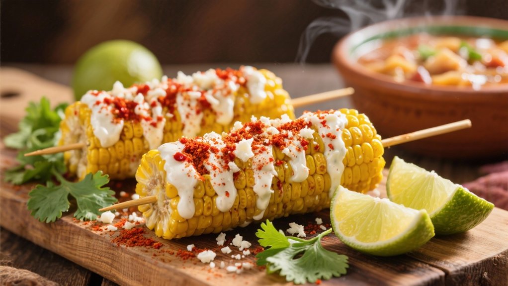 grilled corn with toppings