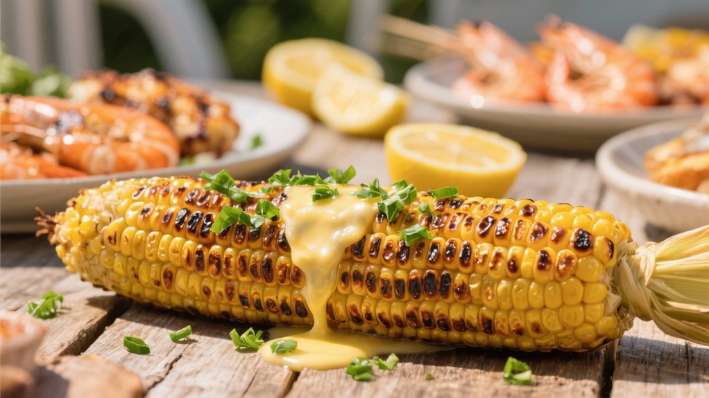grilled corn with toppings
