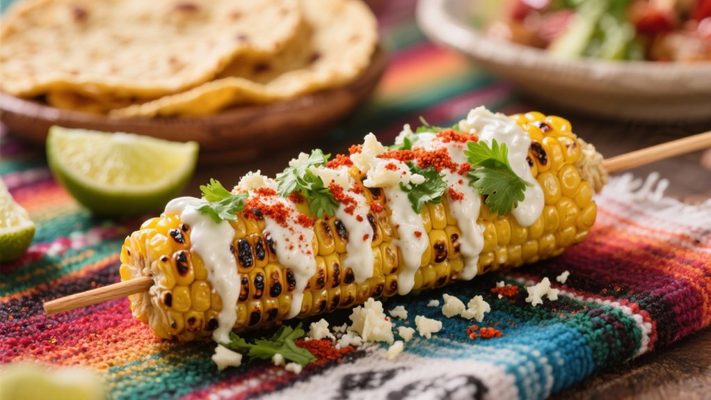 grilled corn with toppings