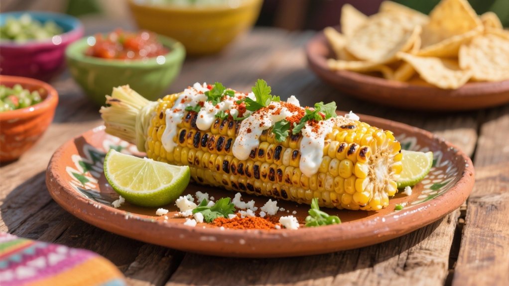 grilled corn with toppings