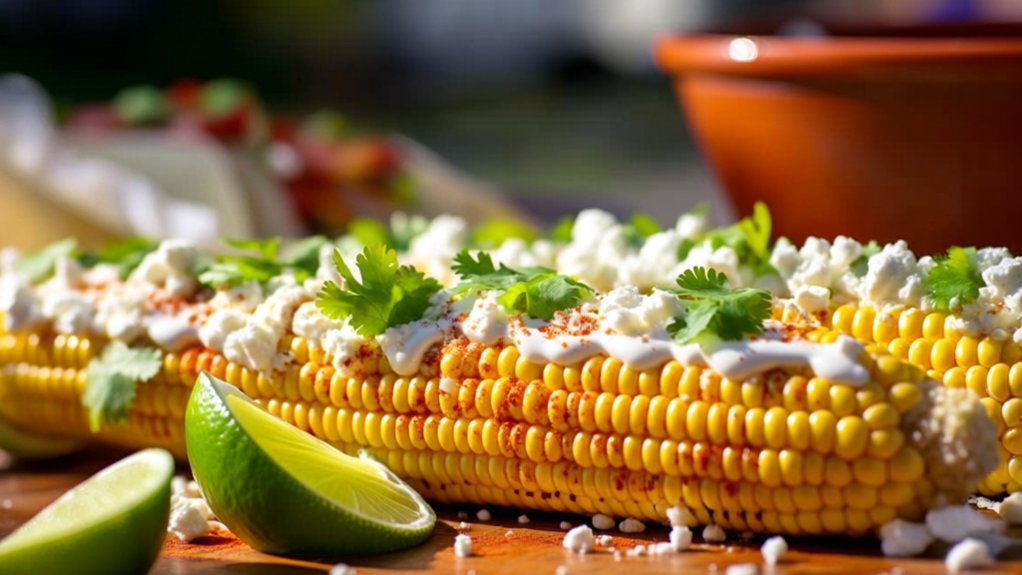 grilled corn with toppings