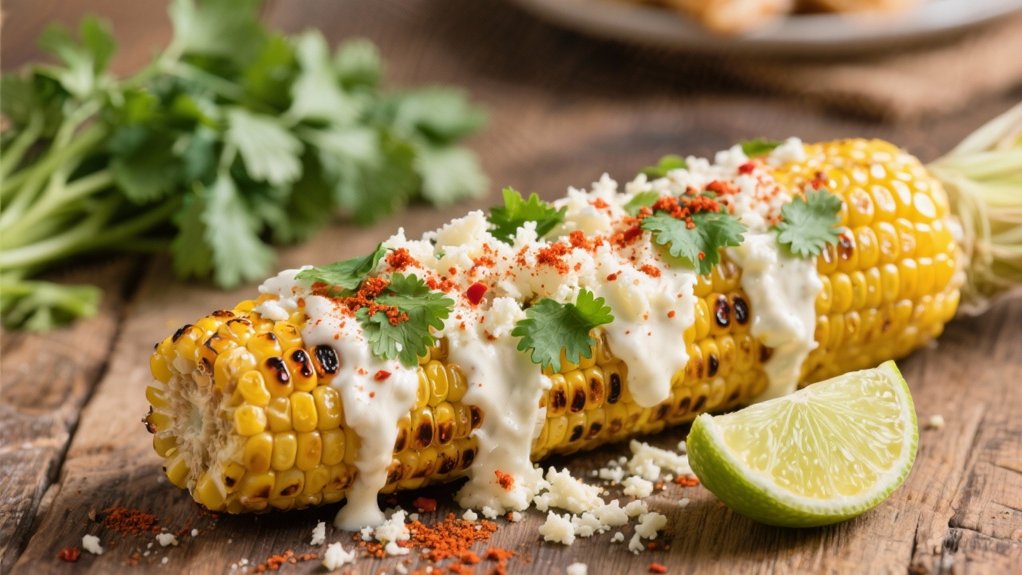 grilled corn with toppings