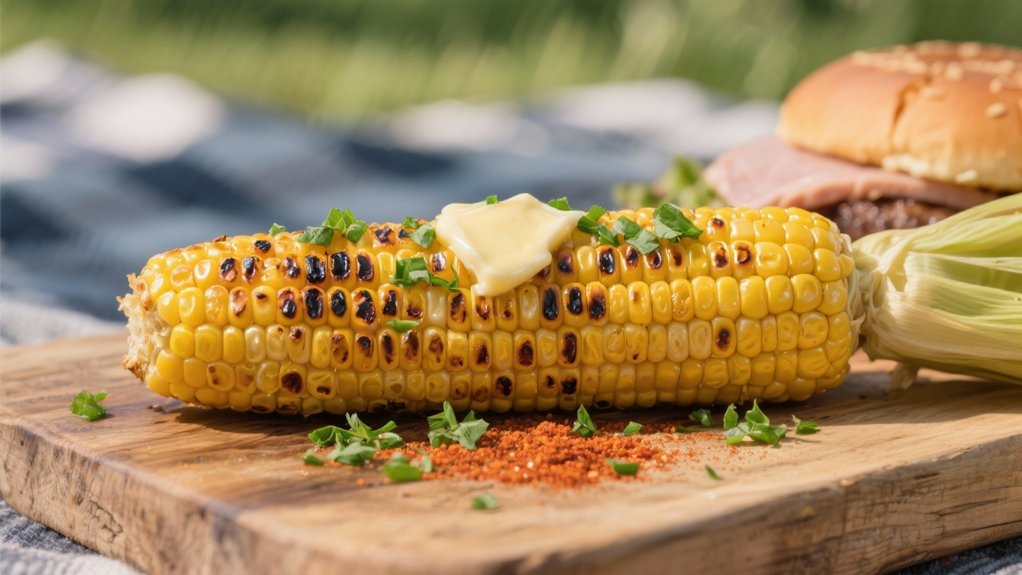 grilled corn with toppings